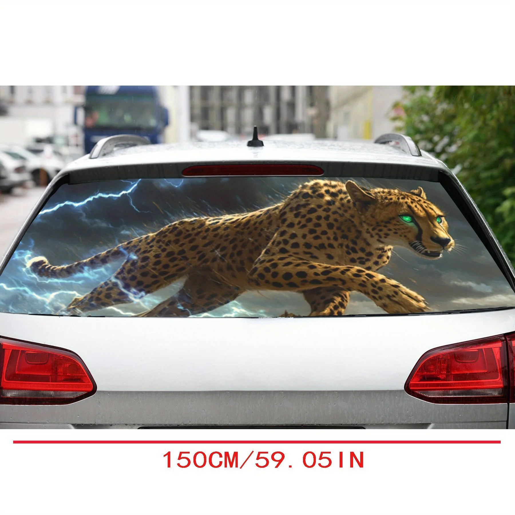 Lightning Cheetah PVC Perforated Car Vinyl Wraps, Privacy Enhancing Design for Rear Window, Car Rear Windshield Sticker for Most