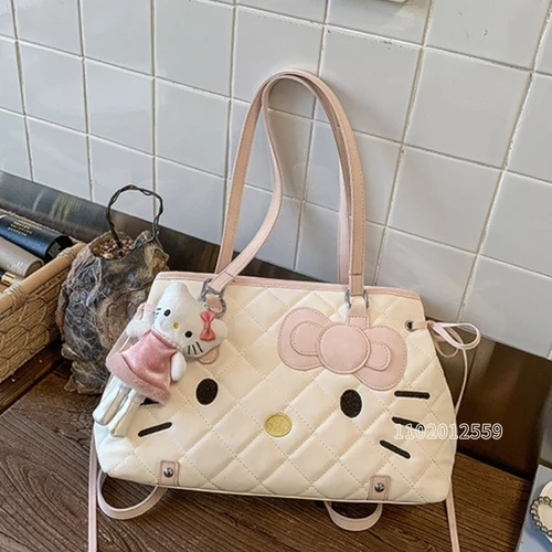 Imagen 2 del producto Hello Kitty, nuevo bolso de hombro para mujer, bolso multifuncional a la moda para mujer, bolso de gran capacidad con dibujos animados para mujer, alta calidad