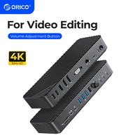 ORICO Desktop Docking Station Type-C 4K HDMI VGA 3.5mm Audio RJ45 PD USB 3.0 Hub with Volume Control Power Adapter Included