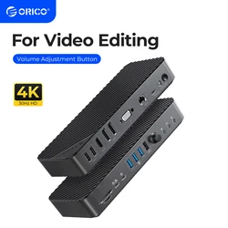 ORICO 19 in 1 Desktop Docking Station Type C to 4K HDMI-Com VGA 3.5mm Audio RJ45 PD USB 3.0 HUB with Volume Adjust Power Adapter