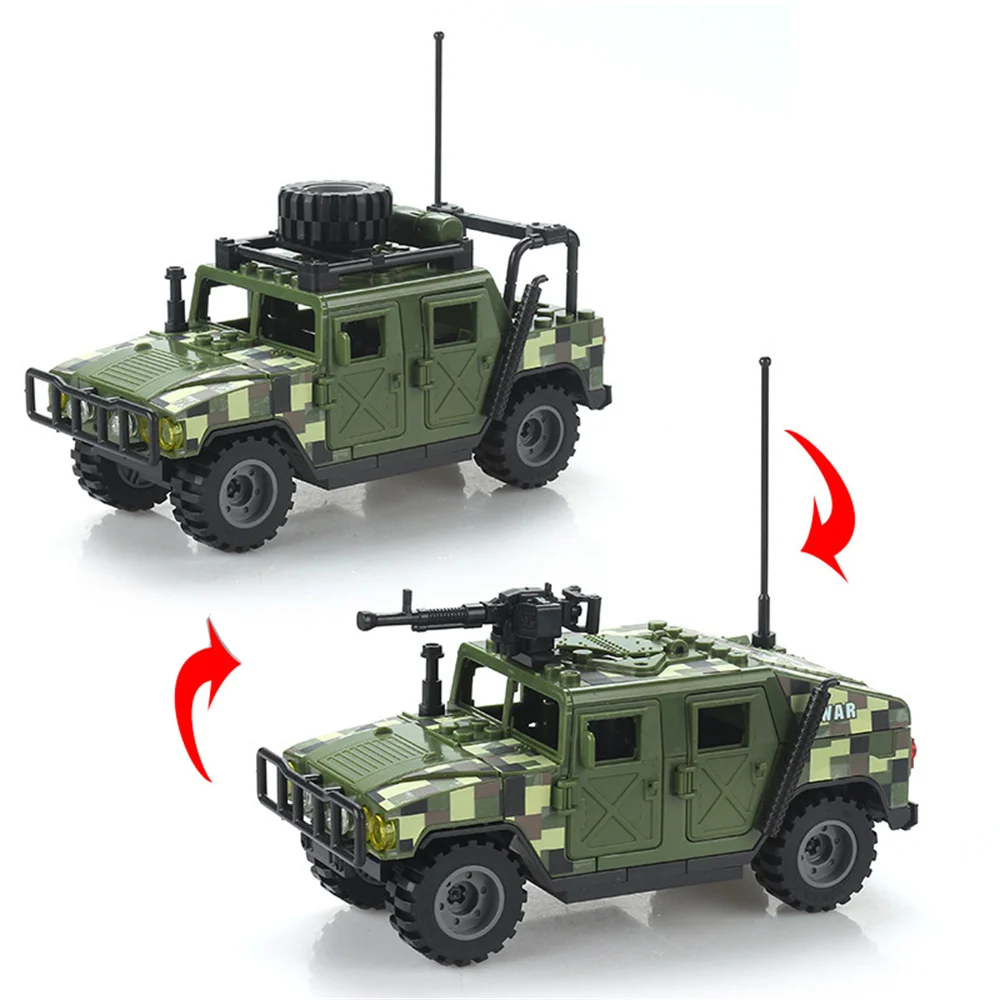 World War Army Military Soldiers Police SWAT Armored Vehicle DIY Building Blocks Bricks Children\'s Toys Gift