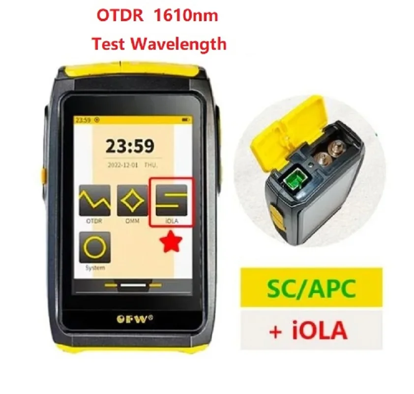 OFW Mini OTDR Active Fiber Live Tester 1610nm 20dB Optic Reflector Optical Reflectometer Touch Screen OPM VFL iOLA