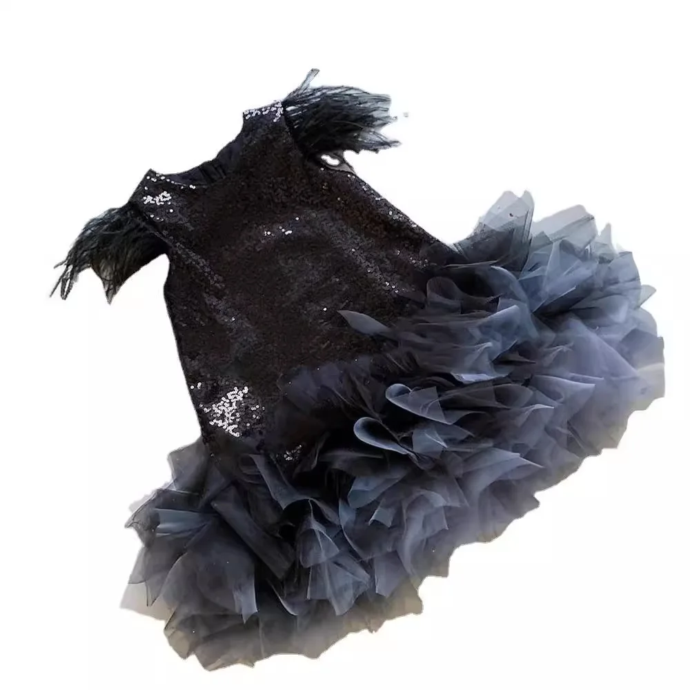 فستان فراشة للفتيات الصغيرات الصغار مزين بالترتر المتلألئ من التول فساتين زفاف رسمية لأعياد الميلاد 2-10T