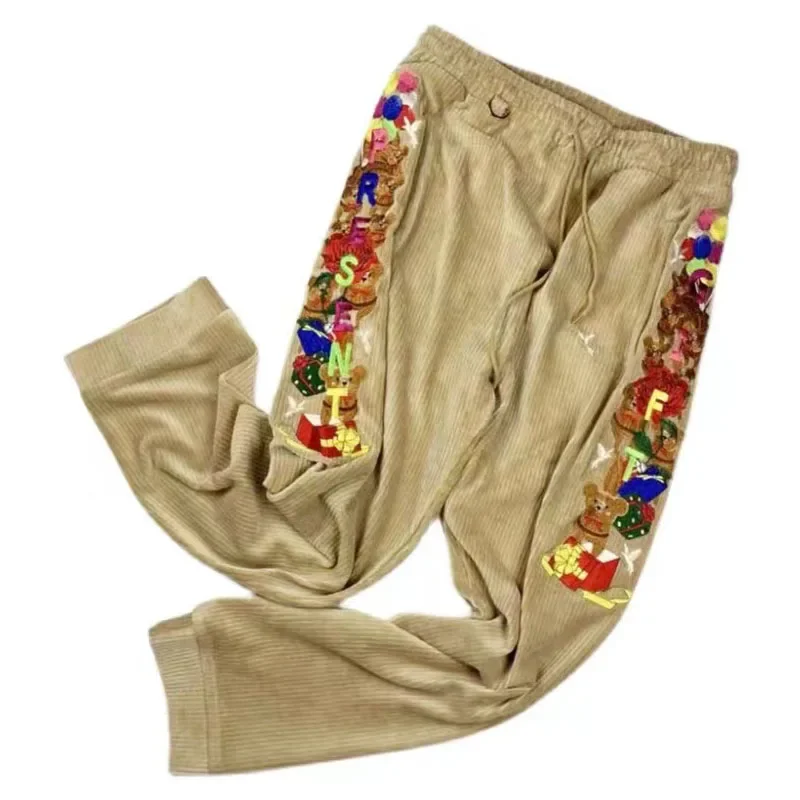 

Новые японские винтажные повседневные брюки унисекс из вельвета свободного кроя с вышивкой в стиле Heavy Industry 2026 года