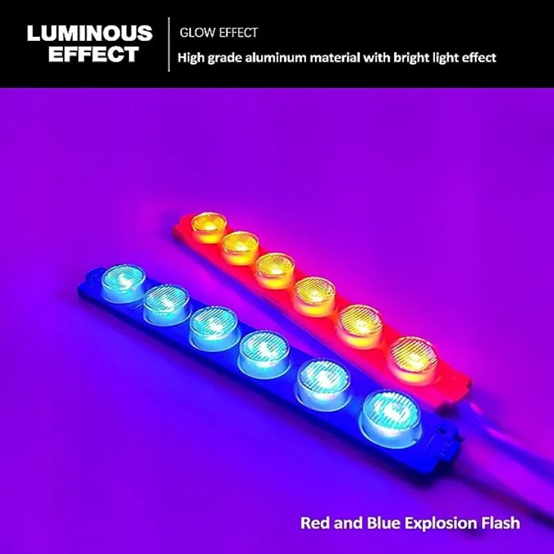 New 2pcs/1pc Motorcycle Car LED Strobe Light 6LED 12LED Super Bright Lights Red and Blue Warning Lamp Modified Taillight