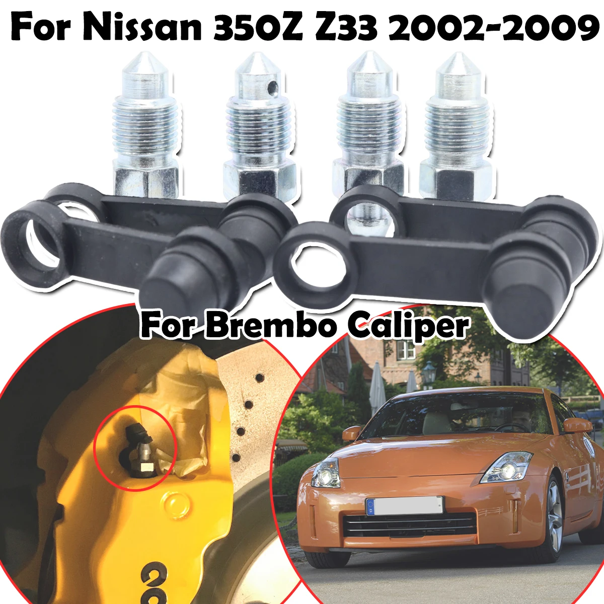 

For Nissan 350Z Z33 2002 2003 - 2009 Rear Bleeder Valves and Rubber Dust Caps Left Right Caliper Bleed Nipple Screw Repair Kit