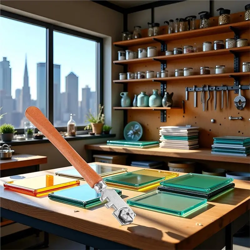 مجموعة أدوات قطع الزجاج ABVJ- درجة احترافية، نظام قطع 6 عجلات، عمق قطع 30 مم، تصميم مقبض مريح #4