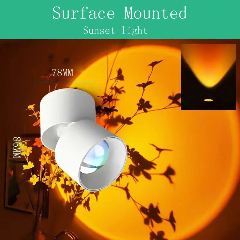 Led Downlight zonsondergang projectielamp inbouw spotlight slaapkamer woondecoratie wandoppervlak plafondmontage naar beneden licht regenboog plafondlamp spotjes led plafond inbouwspot led lampen