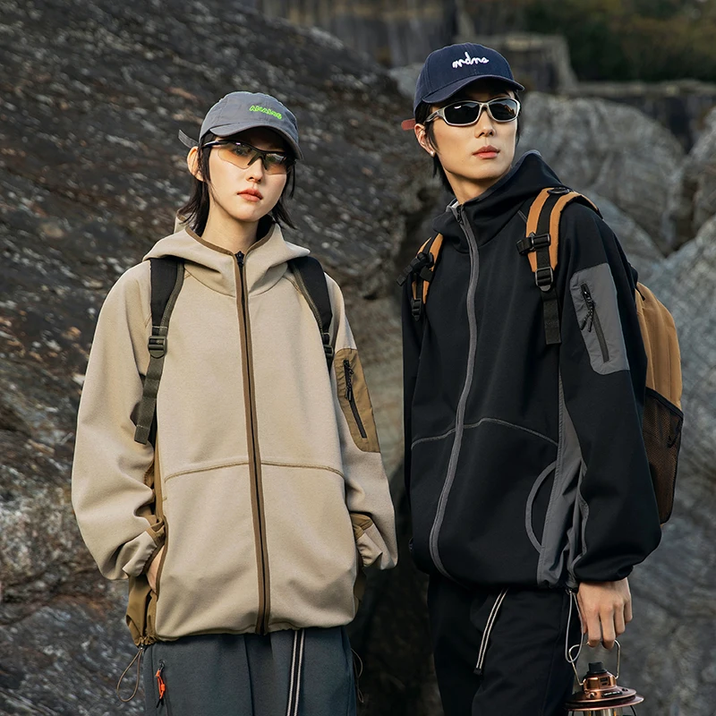 

2026 Spring Autumn New Men's Mountain Outdoor Style Sports Jacket Moisture-Wicking Hoodie Unisex Loose Fit Casual Zip-Up Coat