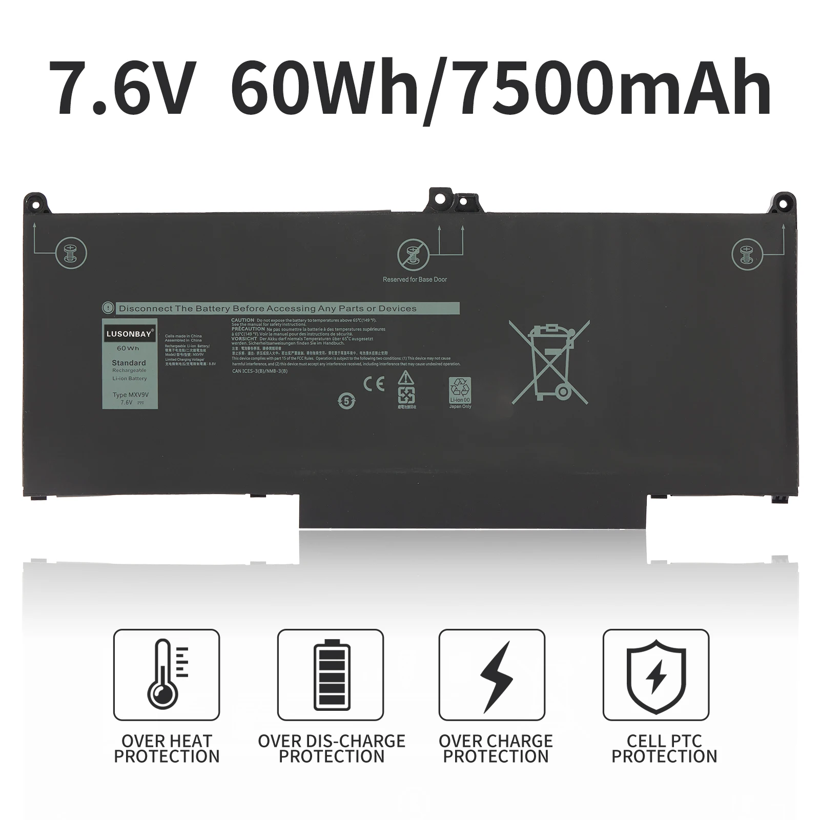 7500mAh/60Wh MXV9V Battery for DELL Latitude E5300 E5310 E7300 E7400 for Latitude 5310 5300 2-in-1 Series 5VC2M 829MX P96G P97G