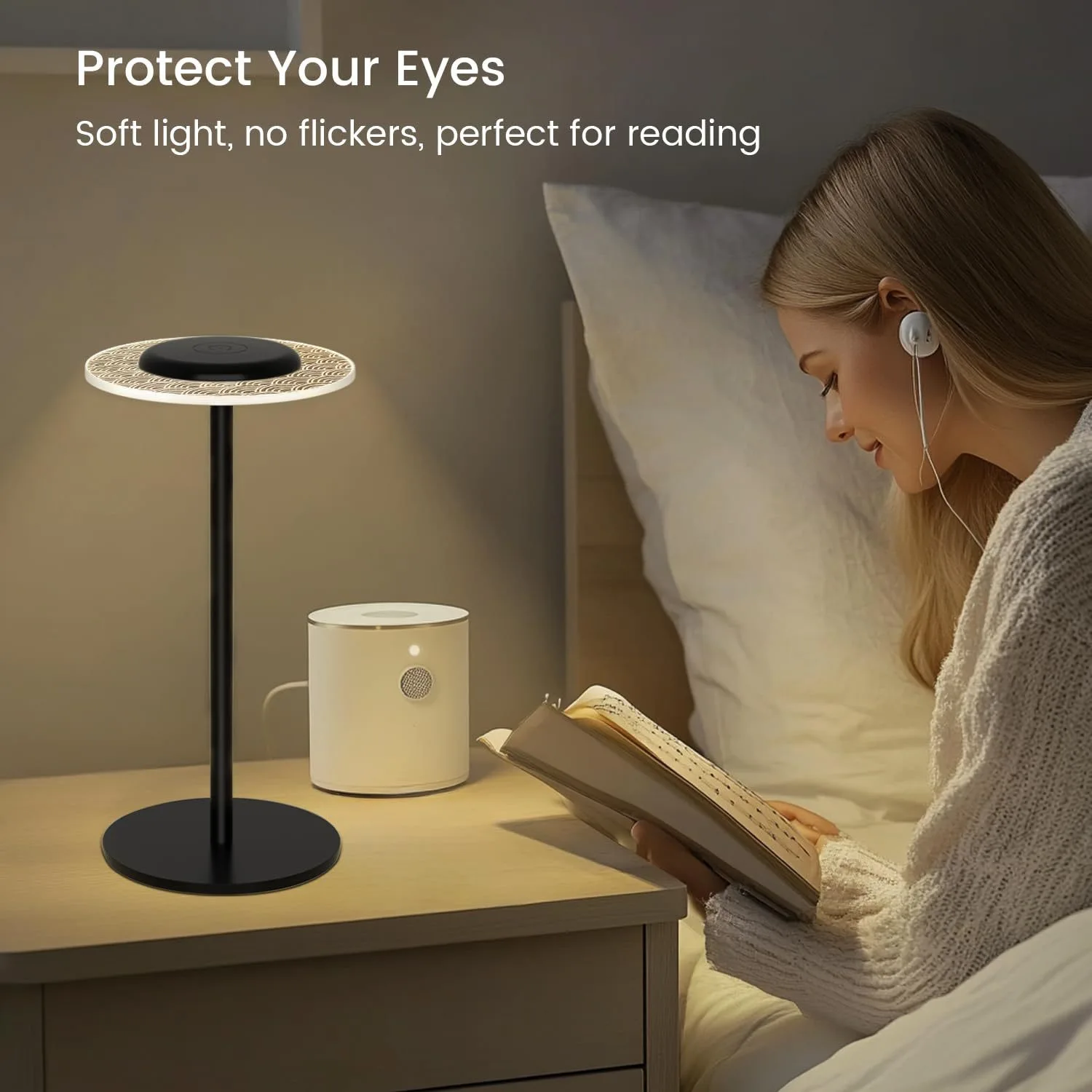 LED Desktop Lighting Lamp Bedroom Round Rechargeable Table Lamp Atmosphere Lamp