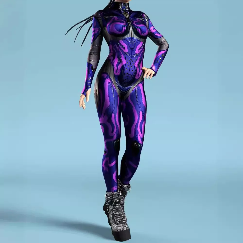 

Women Cyber Armor 3D Printing Bodysuit Halloween Carnival Punk Cosplay Zentai Suit Festival Jumpsuit Party Morphsuit Rave Outfit