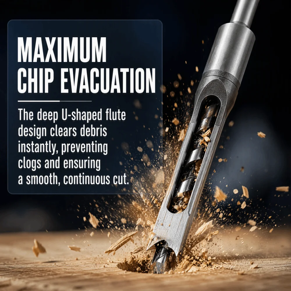 4pcs Bearing Steel Square Hole Drill Bits Countersink Design Mortising Chisel Type Wood Drilling Tools 11-12.7mm Sizes
