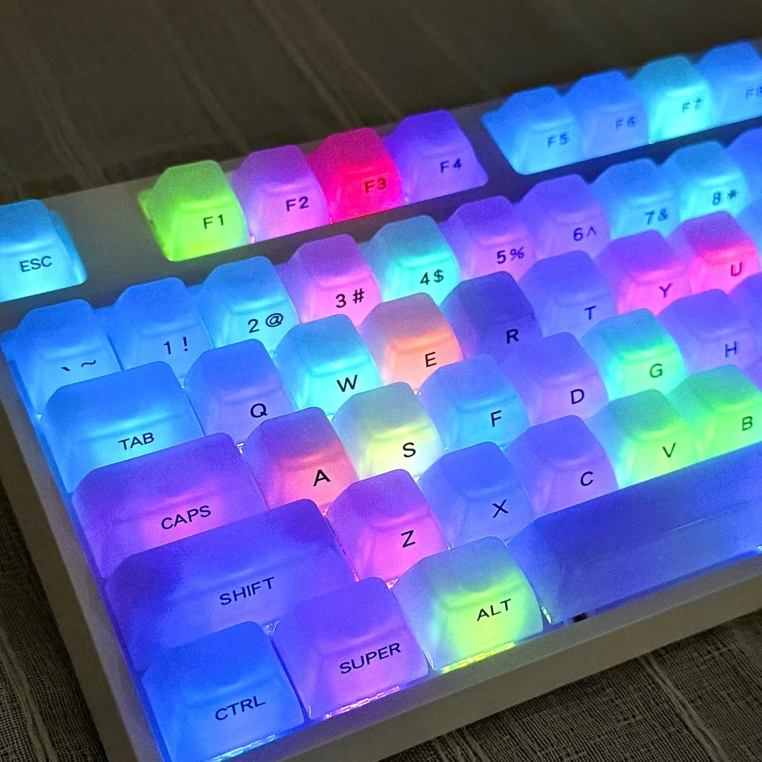 119 مفتاحًا كريميًا أبيضًا طباعة جانبية RGB أغطية مفاتيح بإضاءة خلفية MDA Profile أغطية مفاتيح كريستالية شفافة للكمبيوتر الشخصي للوحة مفاتيح MX #1