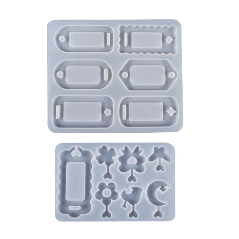 Moving Sand Pendant Silicone Mold Rectangle Keychain Epoxy Resin Mould DIY Charms-Jewelry Casting Molds Decorations