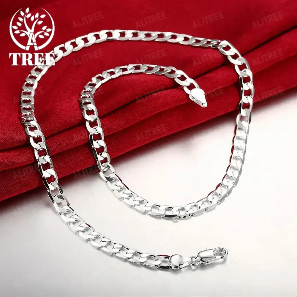 Special offer 925 Sterling Silver classic 6MM geometry Chain Bracelet necklaces jewelry sets for women Fashion party wedding