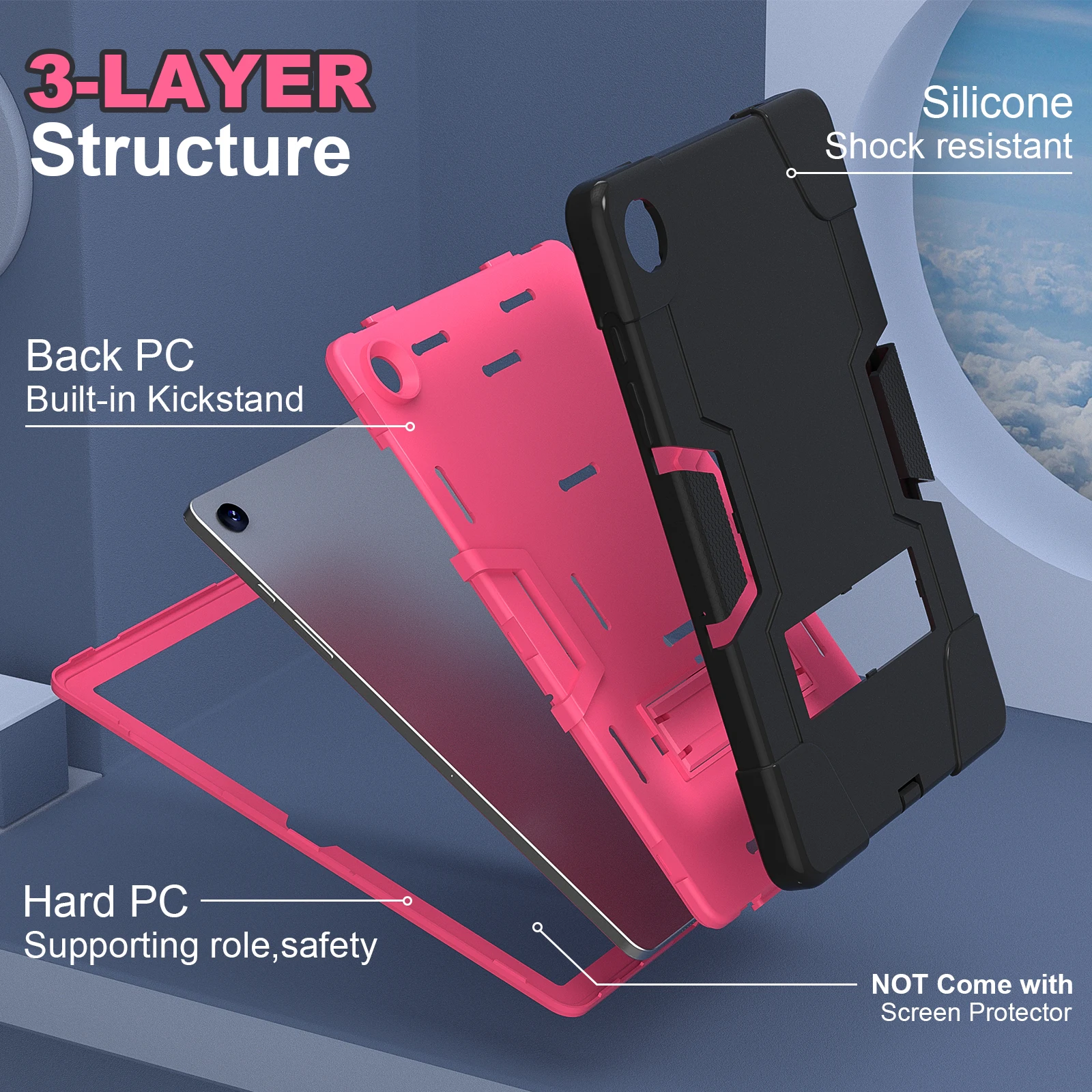 Built-in Kickstand Case For Samsung Galaxy Tab A9 Plus 11inch SM-X210 X216B X218U Shockproof Rugged Cover 3-in-1 Protection Capa