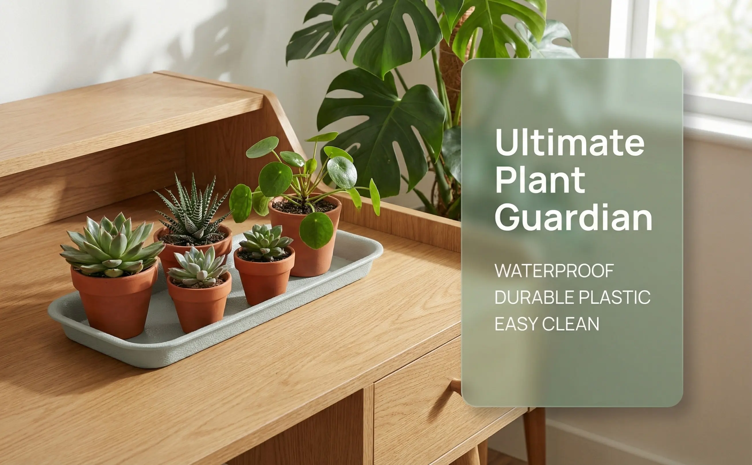 Plastic Rectangular Planter Saucer Tray Flower Pot Drip Tray Water Collector for Indoor Offices Windowsills Clean