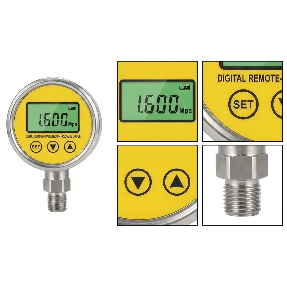 Automatic Pressure Stabilization Pressure Gauge Yellow Digital Pressure Gauge Stainless Steel Wetted Structure