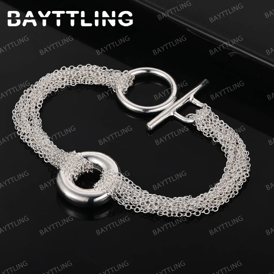 Nuevo Pulsera redonda con borlas de Plata de Ley 925 de 8 pulgadas, abalorio de moda para hombres y mujeres, regalo de Navidad, joyería para fiesta