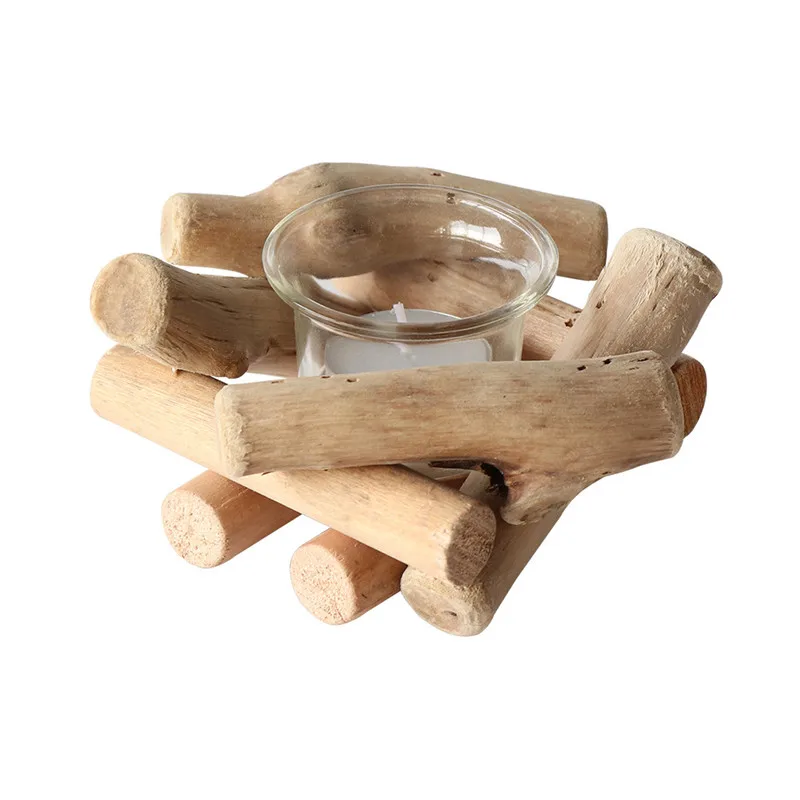 Candle holder wooden crafts creative home European style simple driftwood products small candle holder handicrafts