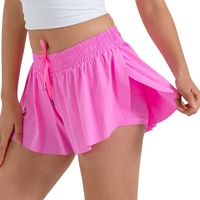 Pantalones cortos deportivos fluidos de verano para mujer, pantalones cortos de mariposa con falda para gimnasio, entrenamiento, Yoga, tenis, motociclista, faldas para correr con bolsillo