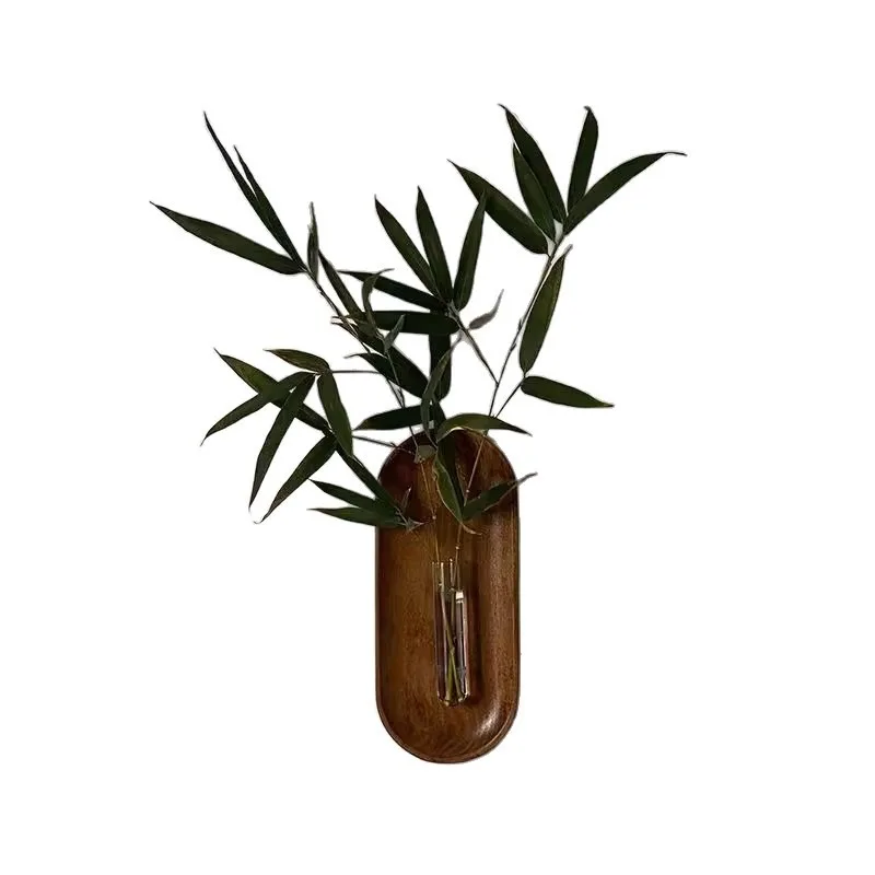 Medieval Style Wall Decoration Advanced Sense Three-dimensional Wooden Plate Wall Sticker Green Plant Pendant Home Living Room