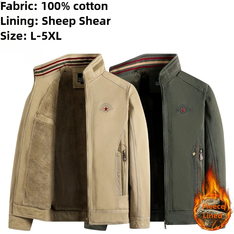 

Men's Winter Military Style Jacket with Thick Fleece Lining for Outdoor Activities Business Casual occasions with WarmProtection