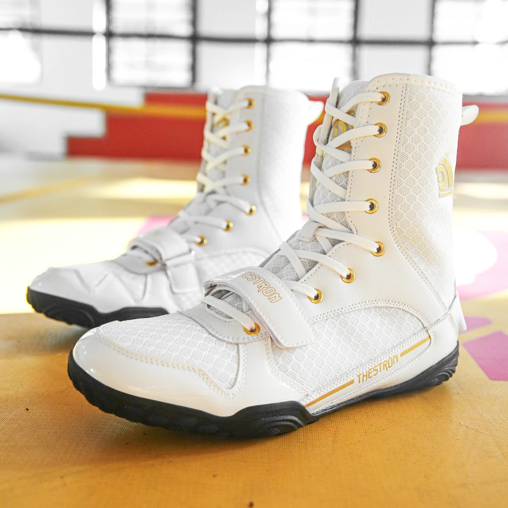 New Wrestling Boots Professional Boxing Shoes Lace Up Wear Resistant Ankle Support Sneakers For Fighting Training Indoor Sports