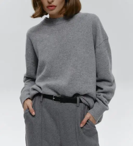 

New Loose and Warm Pullover Sweater for Autumn and Winter 2025 Solid Color Knitted Sweater, Women's Casual and Simple Sweater