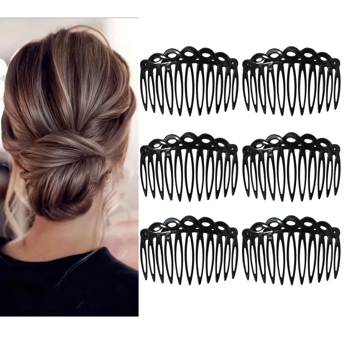 6PCS 11 Teeth Simple Hair Clip Combs Plastic Straight Teeth Inserted Combs French Durable Hair Accessories Bridal Wedding