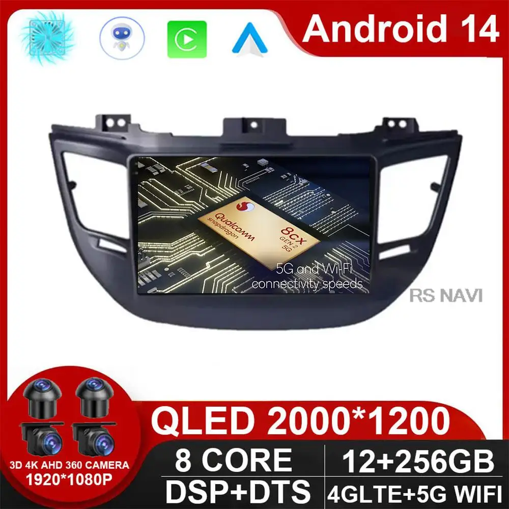 

Android 14 For Hyundai Tucson IX35 3 2015 - 2018 Car Radio Multimedia Video Player Navigation GPS 4G WIFI QLED DSP NO 2Din DVD