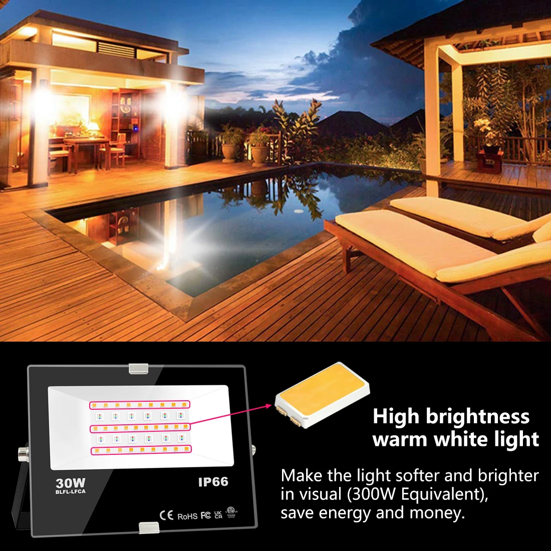 RGB LED Floodlight 30W Bluetooth Outdoor Smart Flood Light 110V 220V IP66 Waterproof Color Changing Spotlight APP Group Control