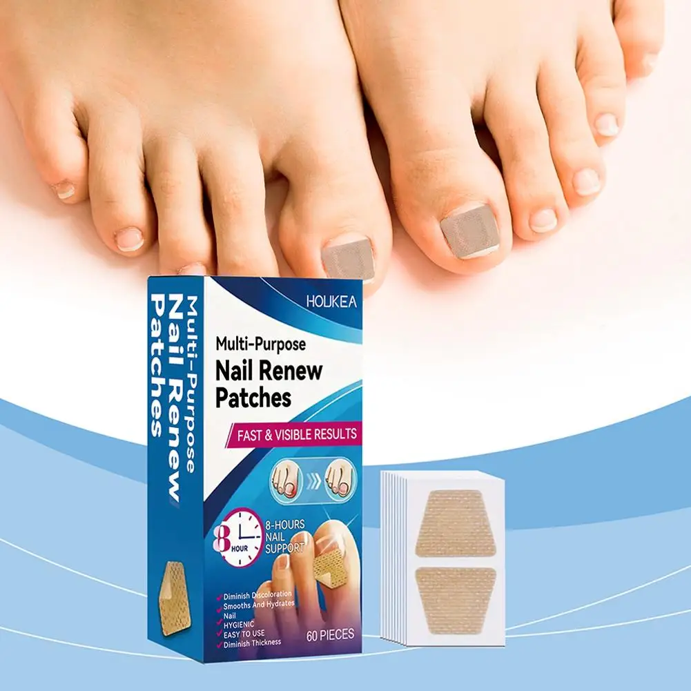 Patch champignon pour ongles des pieds, 60 pièces, patchs de réparation imperméables pour ongles incarnés, autocollants de Correction pour ongles décolorés et endommagés