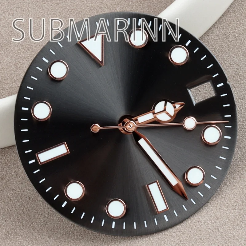 

Blue and Gray Nh35 29mm Dials Rose Gold Markers Hands Green Luminous for Submariner Nh35 Nh36 Mechanical Movement