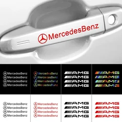 4Pcs Car Door Handle Badge Wiper Decal Auto Window Sticker For Mercedes Benz B/C/E/S Class A Class C200L GLC GLE CLA GLK GLA AMG