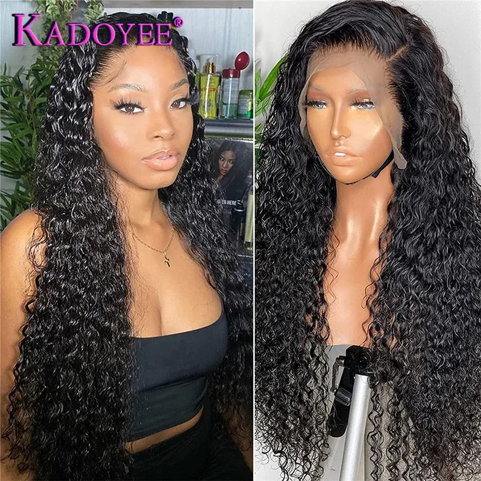 Deep Wave Lace Front Wigs 26-inch Transparent Lace Front Human Hair Wigs For Black Women Pre Plucked With Baby Hair 250% Density