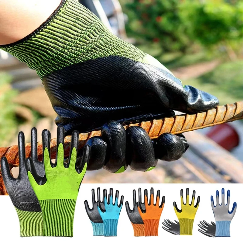 20 قطعة قفازات العمل المغلفة بالنتريل الثقيلة سلس متماسكة قفازات أمان للرجال البناء الصناعي البستنة قفازات العمل
