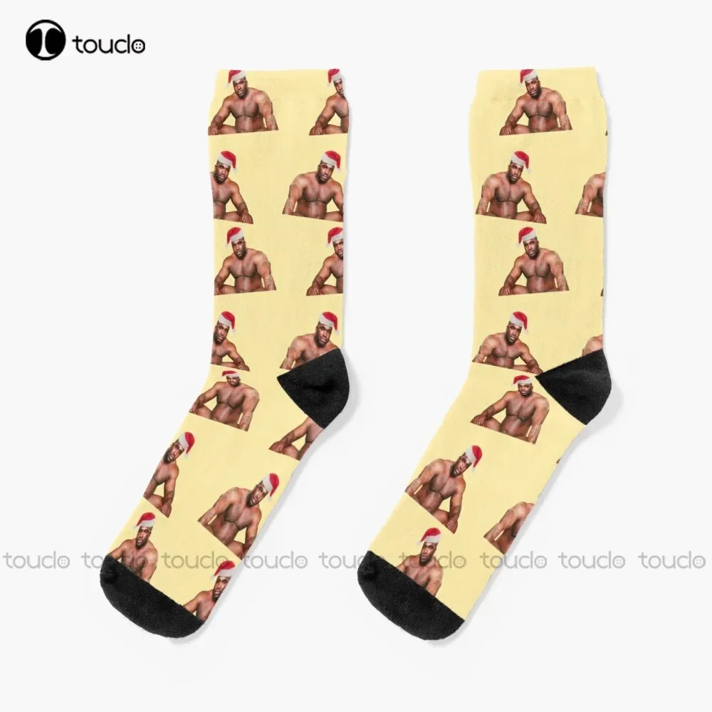 Calcetines deportivos con estampado navideño de madera Barry Hat de Papá Noel para hombre 360 °   Regalo de calcetines juveniles unisex para adultos y adolescentes con impresión digital