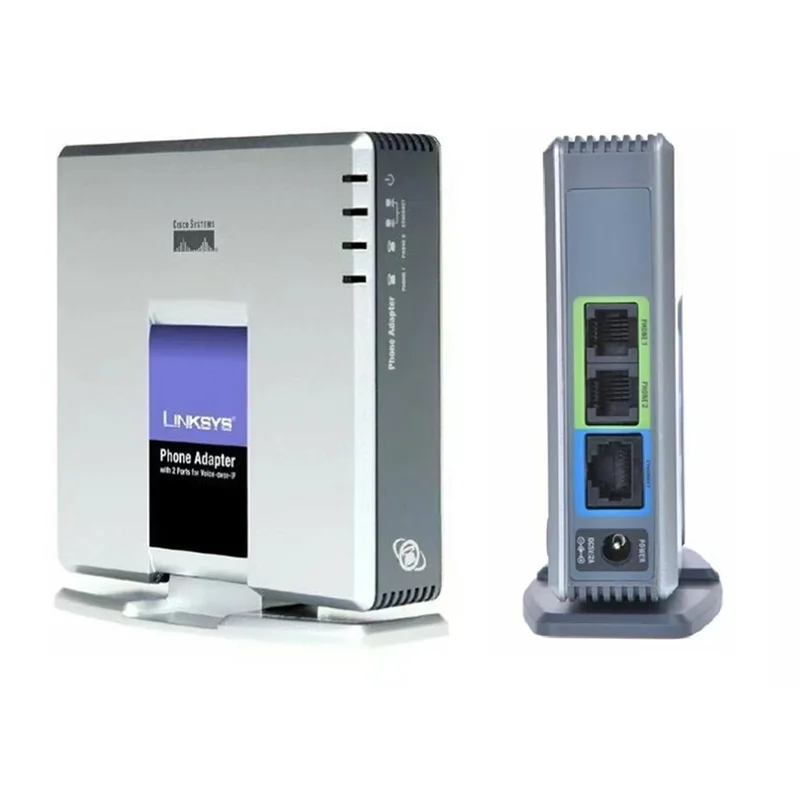 SIP Voip Phone Adapter PAP2T, Dual FXS Gateway, UNLOCKED PAP2-NA For Voip Systems, Comes With US Plug-Y47A