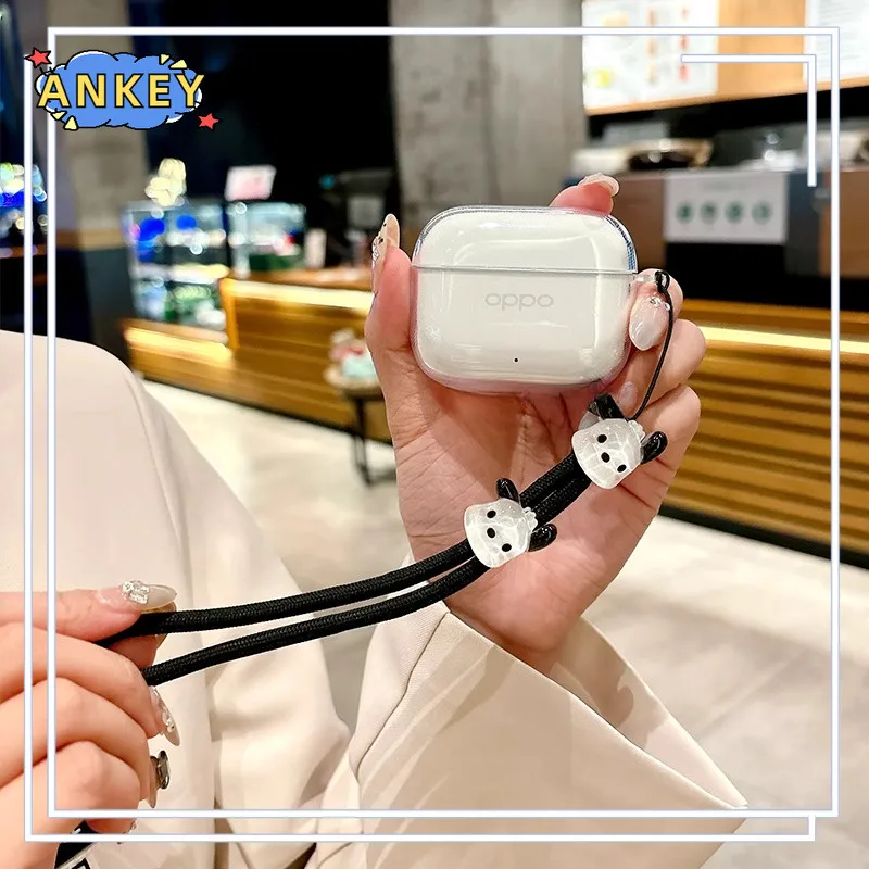 Para OPPO Enco Buds3 Pro funda protectora transparente TPU fundas paqia cordón Bluetooth auricular Shell