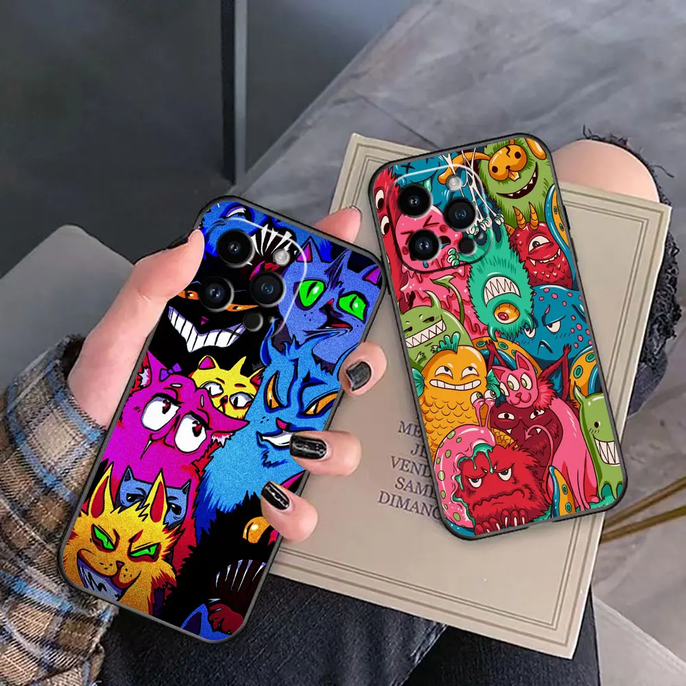 Terrifying Cartoon Monsters Phone Case For iphone 15 14 13 12 11 Pro XS Max Mini X SE APPLE 16 8 7 Plus Case Funda Capa Shell