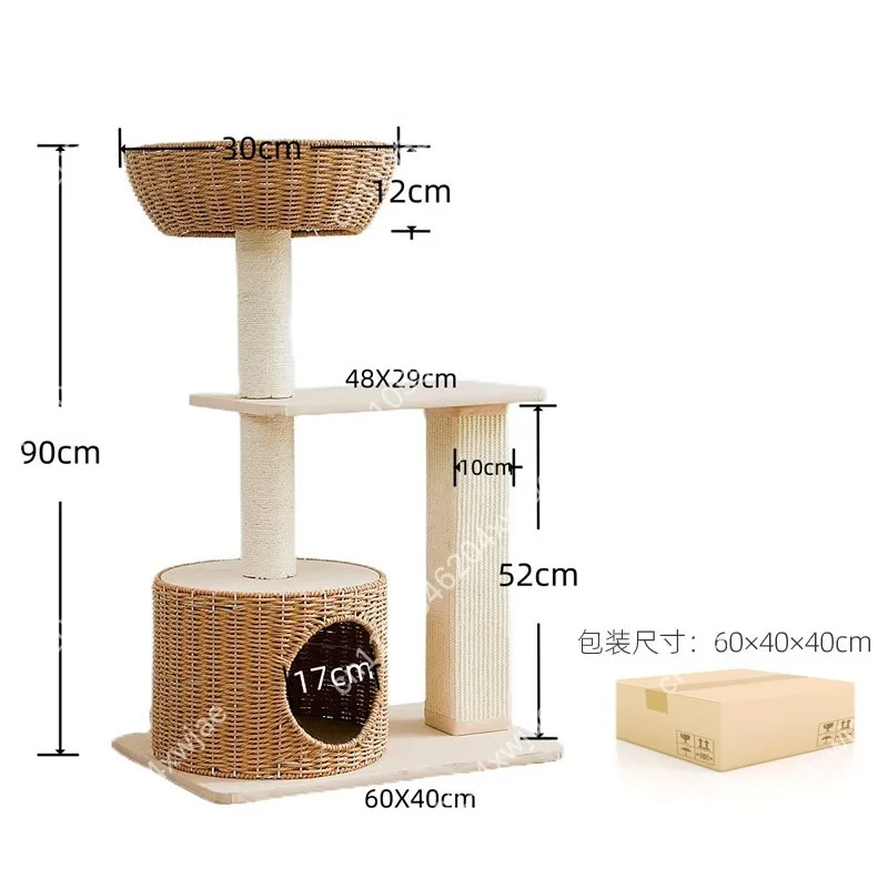 Cat Tree Tower With Sisal Scratch Post Board Cat Bed Indoor Climbing Frame Pet Furniture For Kitten Play Toy