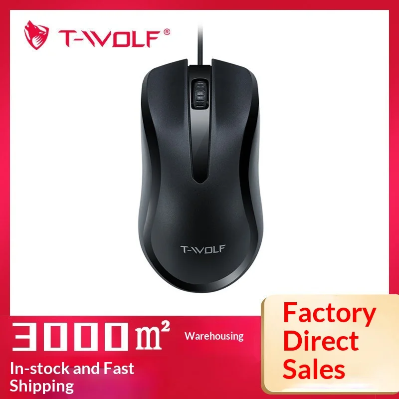 T-Wolf V12Silent Wired Usb Mouse Ergonomic Comfortable Grip For Office Business Desktop Laptop Computer Universal Office Working