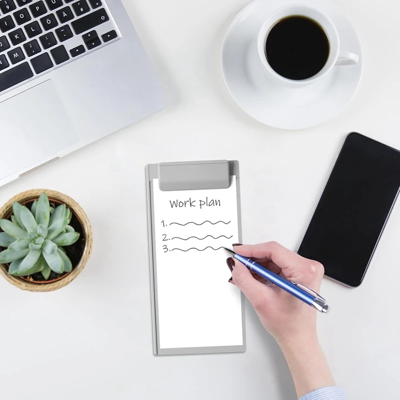 Mini portapapeles de bolsillo tamaño A7, 4 piezas, 9,4X4,6 pulgadas, portapapeles de plástico de perfil bajo para la escuela y la Oficina