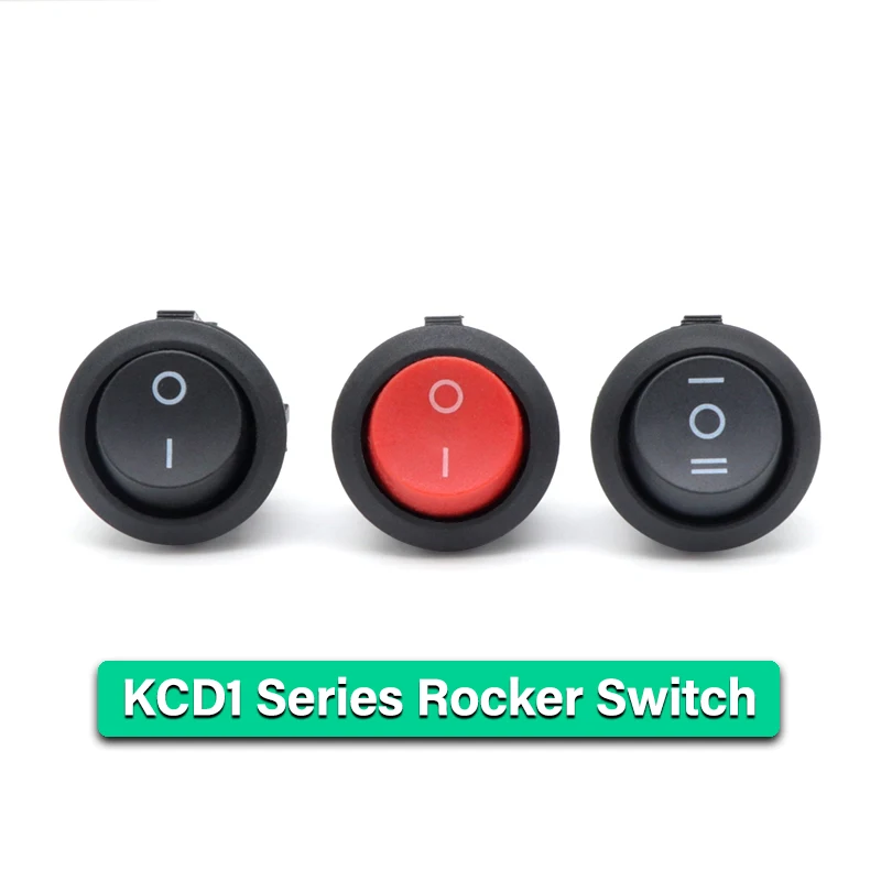 

1/5/10pcs KCD1 Round Rocker Switch 2/3Pin ON-OFF-ON 2/3 Position 6A/250VAC 10A/125VAC SPST 23mm LED Car Push Button Switches