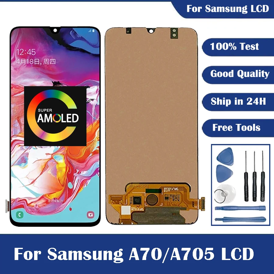 Super AMOLED For Samsung Galaxy A70 Display A70 A705 A705F SM-A705F LCD Display + Touch Screen Digitizer Assembly Free Shipping