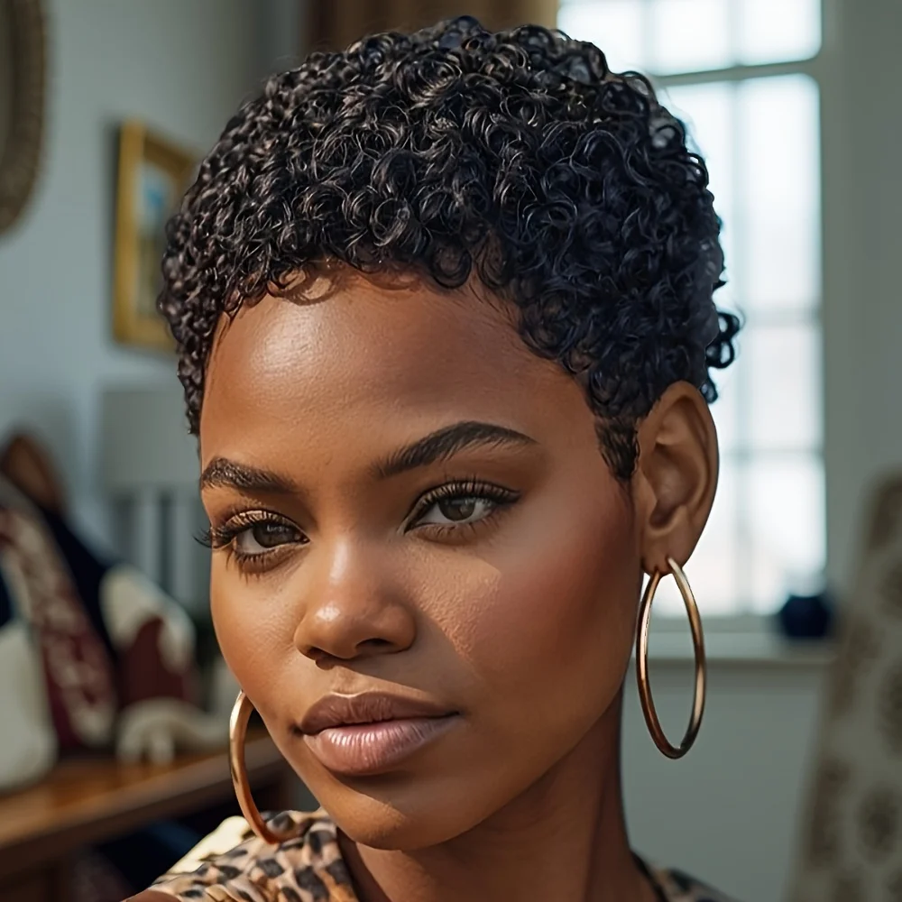 

Короткие афро-кудрявые вьющиеся парики Афро-кудрявый парик Бразильские парики из натуральных волос для женщин Полные машинные парики из человеческих волос с челкой