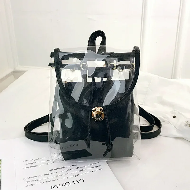 

Korean Transparent Backpack Crystal Bag New Summer Pvc Transparent Outdoor Travel Bag Jelly Bag Small Backpack Backpacks