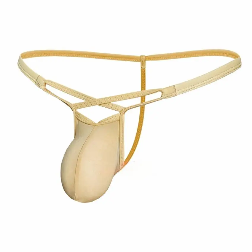 New Arrival Sexy Mens Low-Rise Sissy Cross Style Nylon Thong Bikini Small Pouch Thin Comfort Underwear